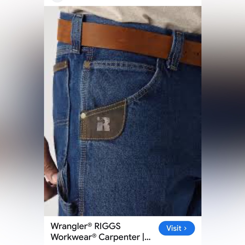Wrangler RIGGS Workwear Carpenter Men's Dark Blue Relaxed Jeans. Like new. 34x32